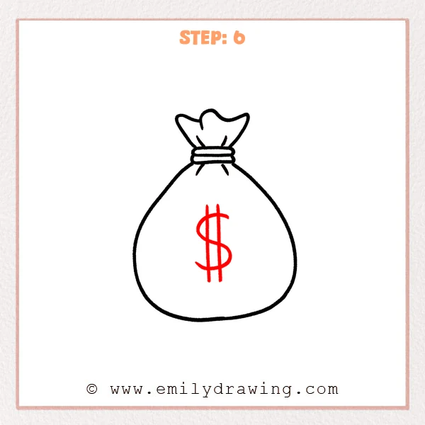 how to draw a money bag - Step 6